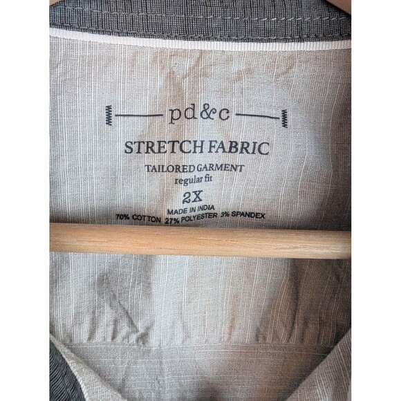 pd&c Shirt Mens 2XL Gray Long Sleeve Button Down Stretch Fabric Casual Top - Picture 4 of 7